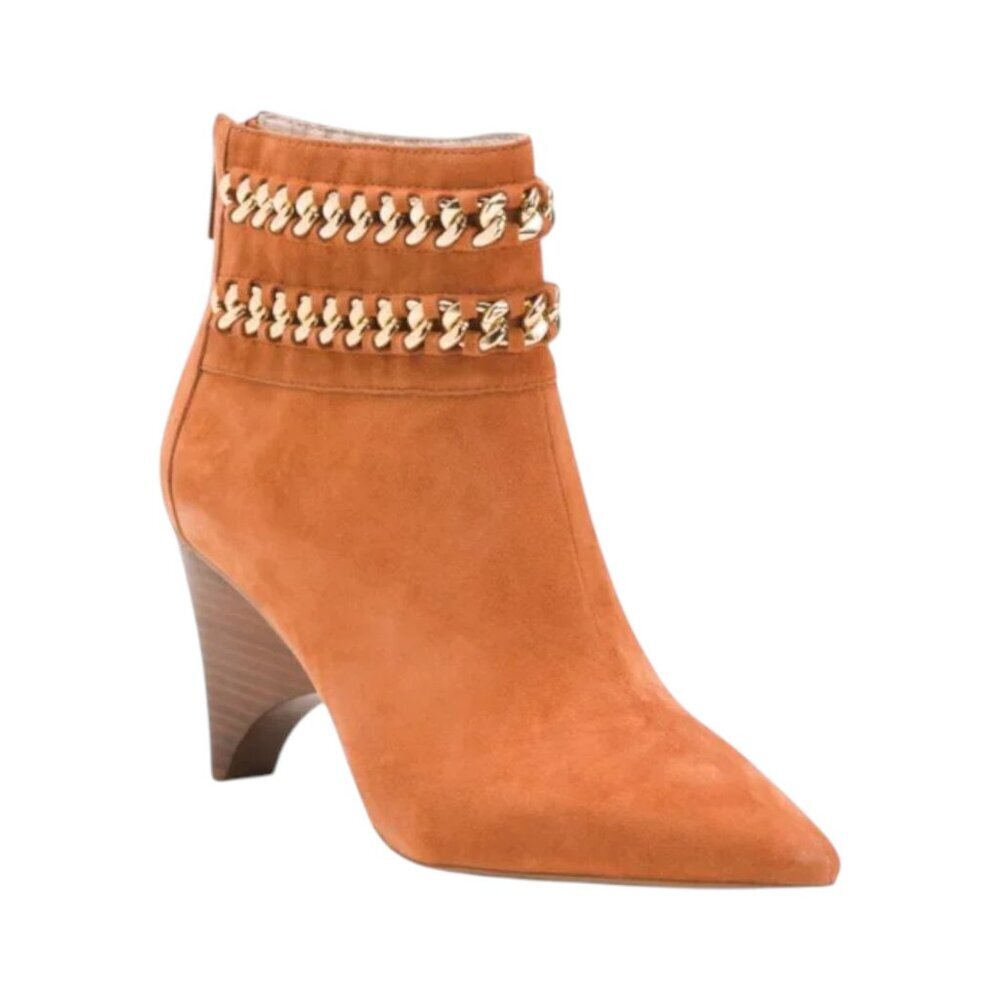 CECELIA NEW YORK Suede Clever Studded Heeled Booties